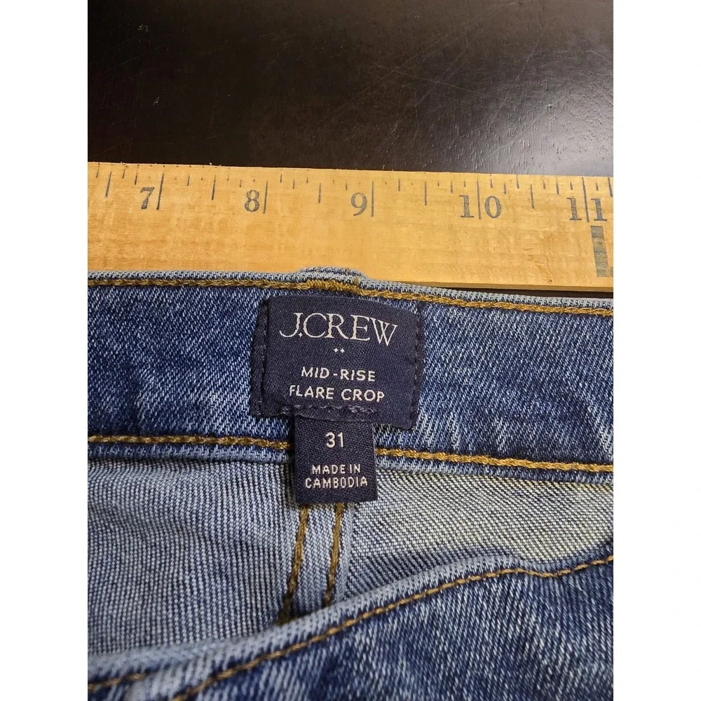 J.Crew Re-Imagined Mid-Rise Flare Crop Jeans‎ Size 31 Blue Wash Sustainable